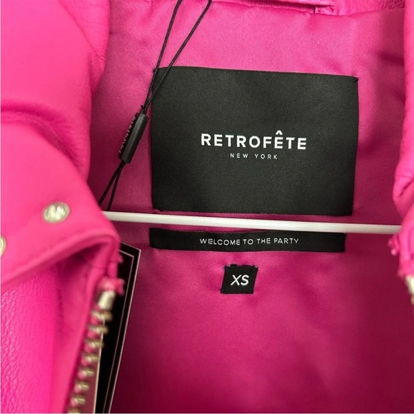 Retrofete Castor Pink Leather Jacket Crystal Embellished NWT - Picture 8 of 11